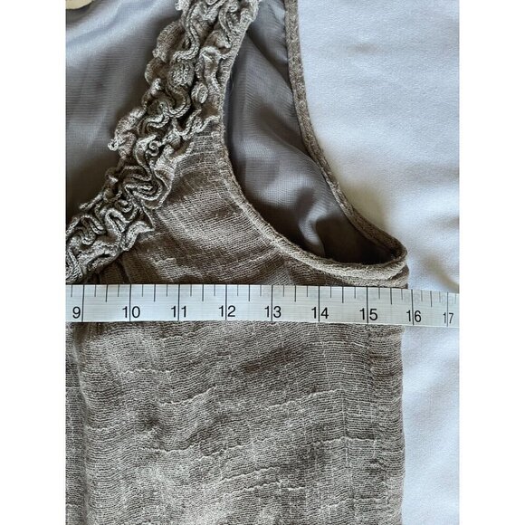 Blue Bird Women's Dress Sz M Sleeveless Beige Ruffle Cotton Gauze Trim Applique - Picture 11 of 14